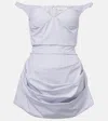 Magda Butrym Striped Draped Cotton Poplin Bustier Dress In Blue