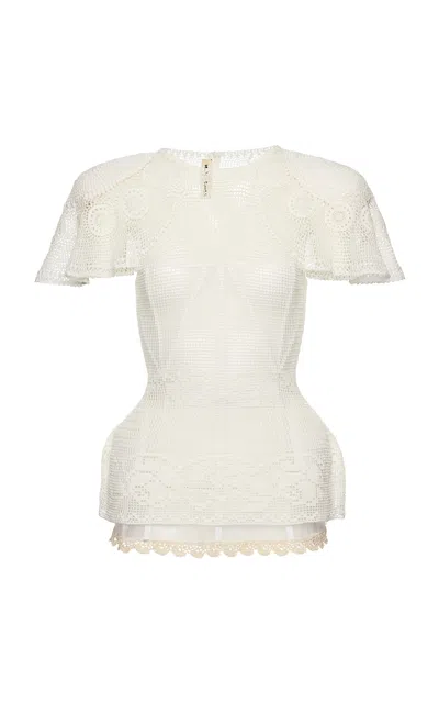 Magda Butrym Structured Cotton Crochet Top In White