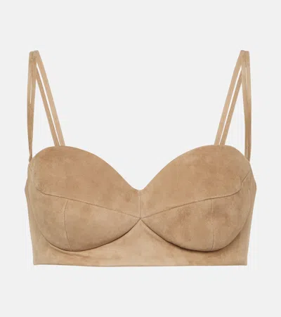 Magda Butrym Suede Bra Top In Brown