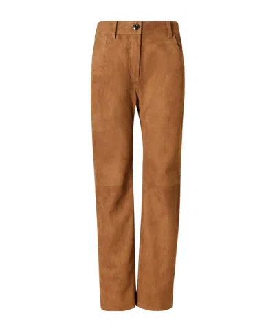 Magda Butrym Suede Corduroy Straight-leg Pants In Brown