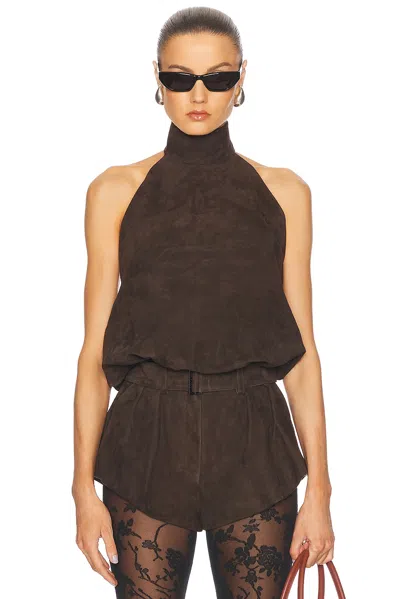 Magda Butrym Suede Halter Top In Brown
