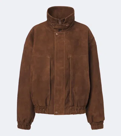 Magda Butrym Suede Bomber Jacket In Brown