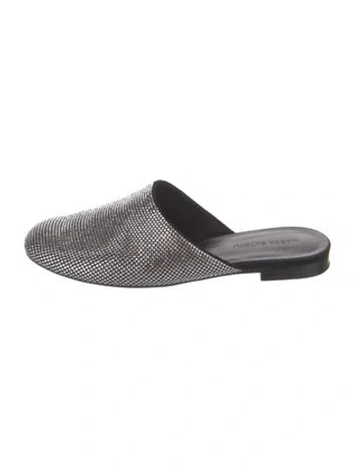 Pre-owned Magda Butrym Suede Patterned Mules In Black