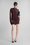 Magda Butrym Sheer Draped Mini Dress In Brown