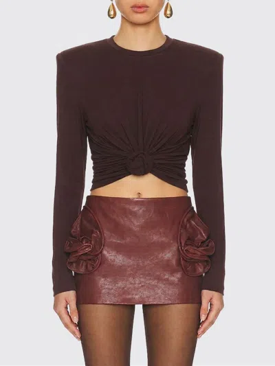 Magda Butrym Ruched Knot Long-sleeve Top In Burgundy