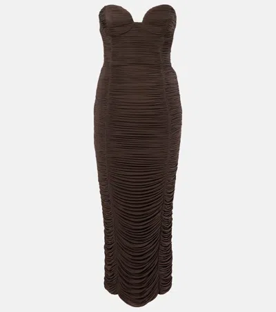 Magda Butrym Sweetheart Bustier Dress In Brown