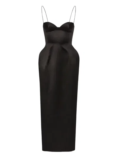 MAGDA BUTRYM SWEETHEART-NECK SILK HOURGLASS MIDI DRESS