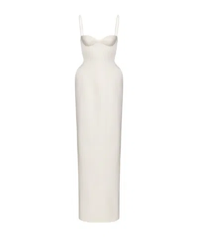 Magda Butrym Sweetheart Silk Hourglass Maxi Dress In Cream In White