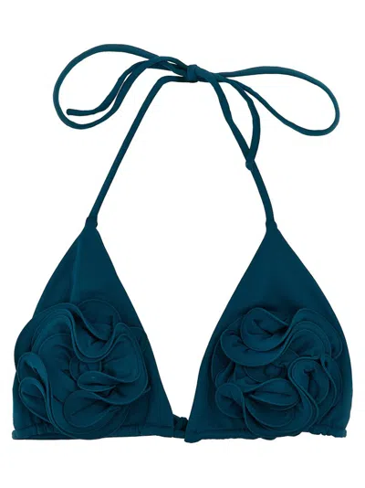 Magda Butrym Flower-detailing Bikini Top In Blue