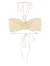 Magda Butrym Strapless Floral Bikini Top With Cut-out Detail In Cream