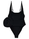 Magda Butrym One-piece Swimsuit With Applied Flower In Black