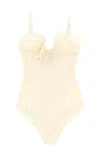 Magda Butrym Cream Stretch Nylon Swimsuit In White