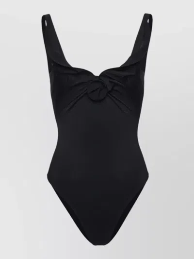 Magda Butrym Swimsuit Flower Detail High Cut Leg In Black