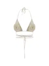 Magda Butrym 3d Flower Triangle Tech Bikini Top In Cream