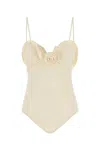 Magda Butrym Cream Stretch Nylon Swimsuit In Neutral