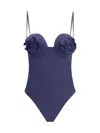 Magda Butrym Women One-piece Swimsuit With Rose Detail In Blue