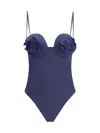 Magda Butrym Women One-piece Swimsuit With Rose Detail In Blue