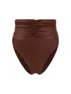 Magda Butrym High-rise Ruched Bikini Bottoms In Brown