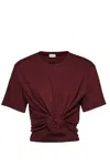Magda Butrym Knotted Ribbed T-shirt In Bordeaux