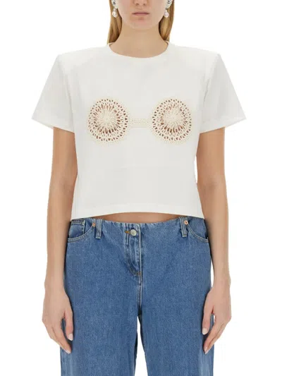 Magda Butrym T-shirt Con Crochet Bra In White