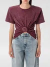 Magda Butrym Knotted Ribbed T-shirt In Burgundy