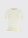 Magda Butrym Crew Neck Lace Trim Plain T-shirt In White