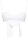 Magda Butrym White Rose Appliqué Cropped Top In White