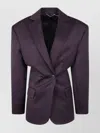 Magda Butrym Double-breasted Pinstripe-detail Blazer In Neutral