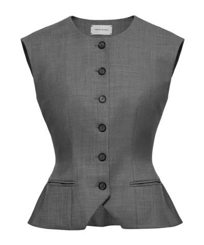 Magda Butrym Tailored Flared Vest In Grey In Gray