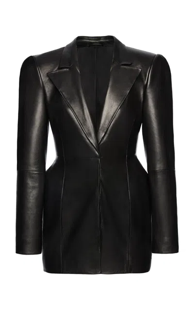 Magda Butrym Tailored Leather Blazor In Black