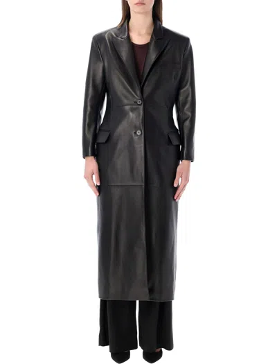 Magda Butrym Tailored Leather Coat In Black