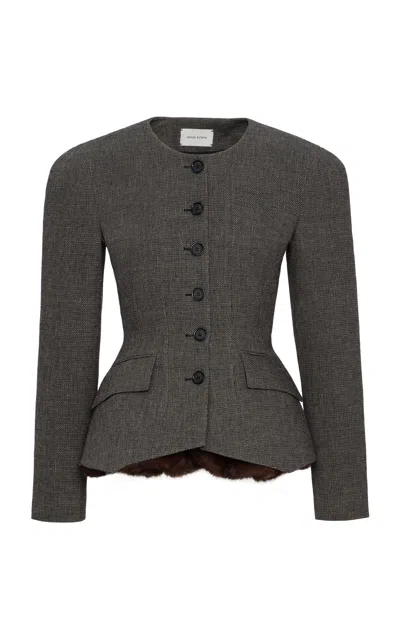 Magda Butrym Tailored Wool-linen Jacket In Gray