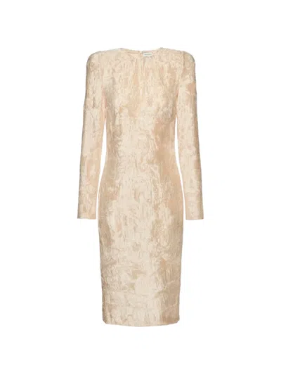 Magda Butrym Textured Long-sleeve Midi Dress In Neutral