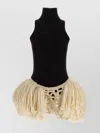 Magda Butrym Textured Sleeveless Dress Featuring Crochet Detail In Black
