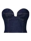 Magda Butrym Cropped Cotton Denim Corset Top In Blue