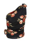 Magda Butrym Draped Printed Jersey One Shoulder Top