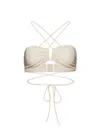 Magda Butrym Strapless Floral Bikini Top With Cut-out Detail In Ivory