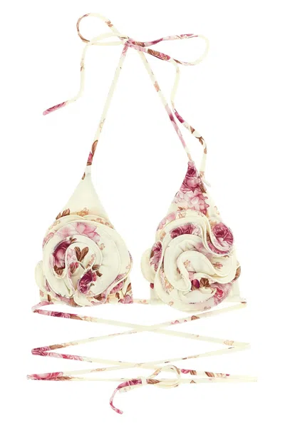 Magda Butrym Re26 Bikini Top Halter Straps Floral Ruffle In Multi