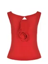 Magda Butrym Rose-detail Wool-blend Top In Red