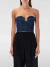 Magda Butrym Cropped Cotton Denim Corset Top In Blau