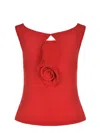 Magda Butrym Rose-detail Wool-blend Top In Red