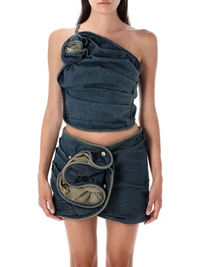 Magda Butrym Top Rose Denim In Blue