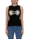 Magda Butrym Embellished Jersey Tank Top In Black