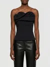 Magda Butrym Ruffled Wool And Silk Bustier Top In Black