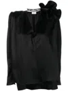 Magda Butrym Draped Floral V-neck Blouse In Black