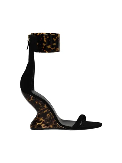 Magda Butrym Tortoiseshell Wedge Sandals Natural In Black