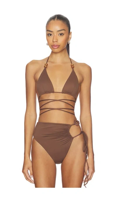 Magda Butrym Triangle Bikini Top In Brown