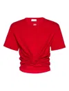 Magda Butrym Knotted Cropped Cotton-blend Jersey T-shirt