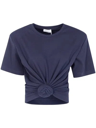 Magda Butrym Twist Cropped T-shirt In Blue