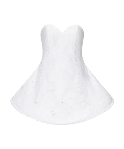 MAGDA BUTRYM MAGDA BUTRYM LACE POPLIN STRAPLESS BABYDOLL MINI DRESS